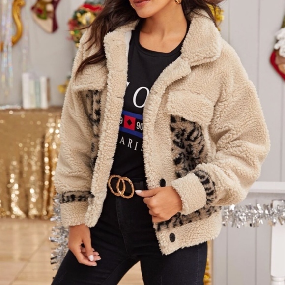 JULIE Leopard Print Sherpa Jacket - Picture 4 of 5